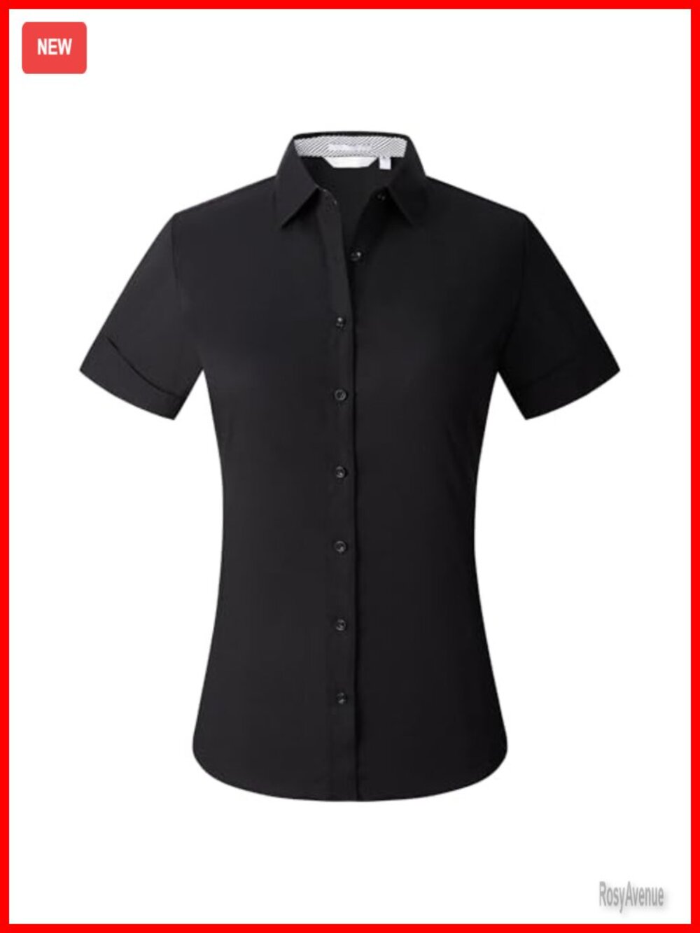 Womens Button Down Shirt Short Sleeve Stretch Work Blouse